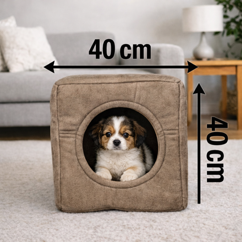 3-in-1 Hundehöhle als Bett & Sessel (Beige)