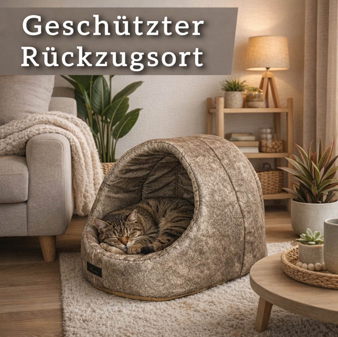 Kuschelhöhle für Katzen (Beige)
