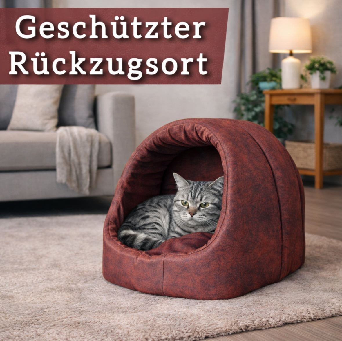 Kuschelhöhle für Katzen (Rot)