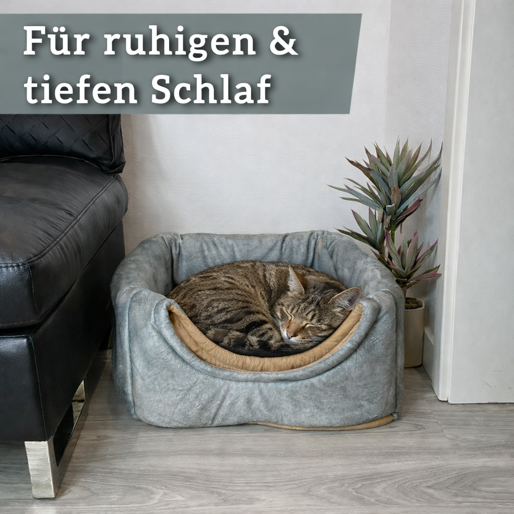 Die 3-in-1 Katzenhöhle, die Katzen lieben - zu jeder Jahreszeit. (Grau)