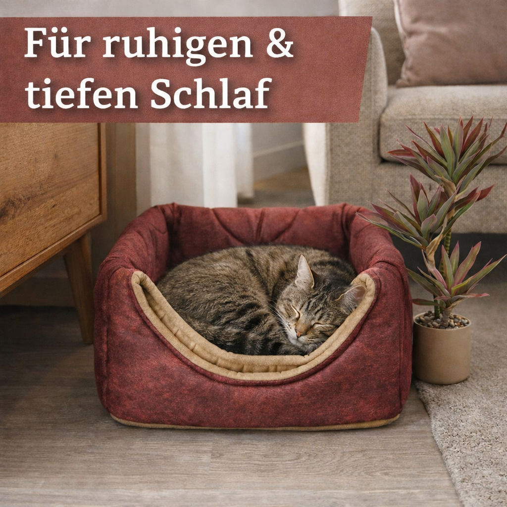 Die 3-in-1 Katzenhöhle, die Katzen lieben - zu jeder Jahreszeit. (Rot)