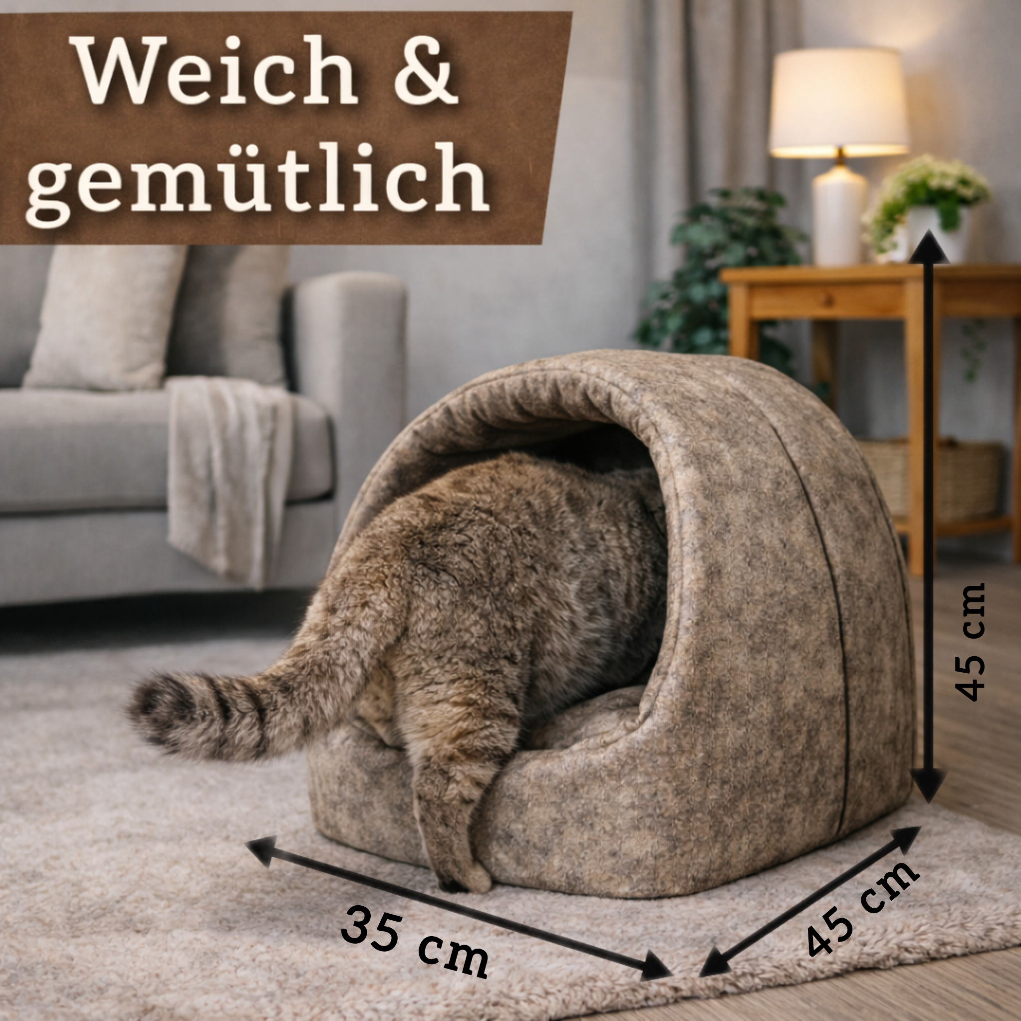 Kuschelhöhle für Katzen (Beige)