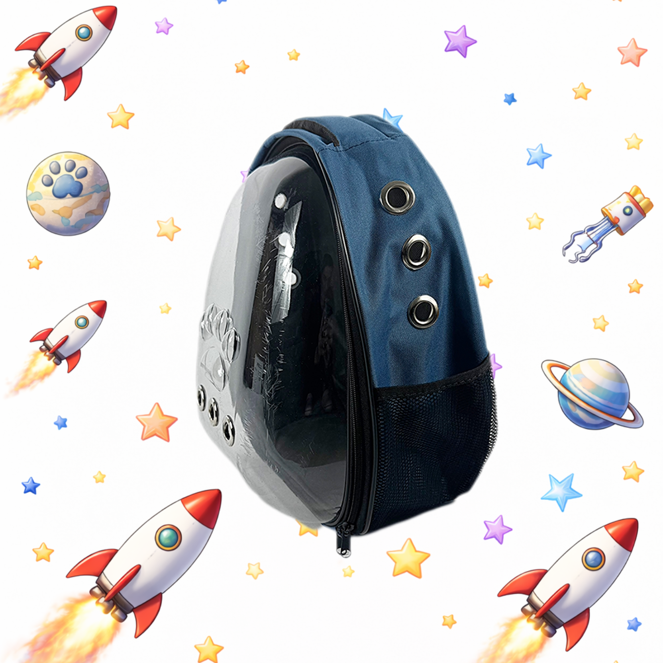 Astronauten-Rucksack für Katzen (Blau)