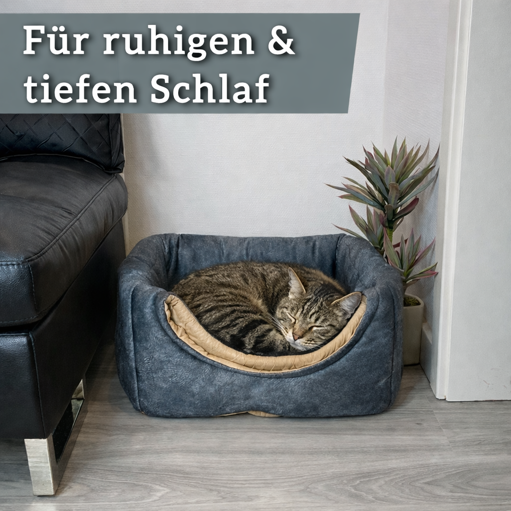 Die 3-in-1 Katzenhöhle, die Katzen lieben - zu jeder Jahreszeit. (Dunkelgrau)