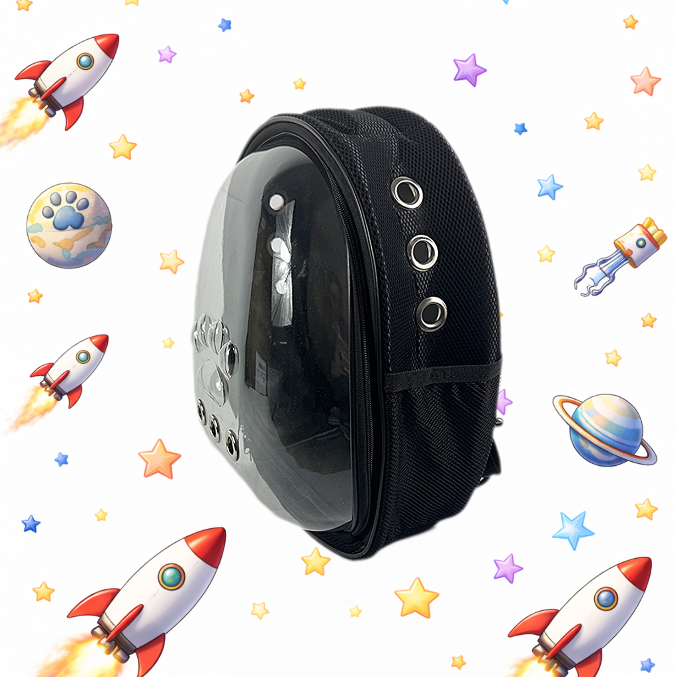 Astronauten-Rucksack für Katzen (Schwarz)