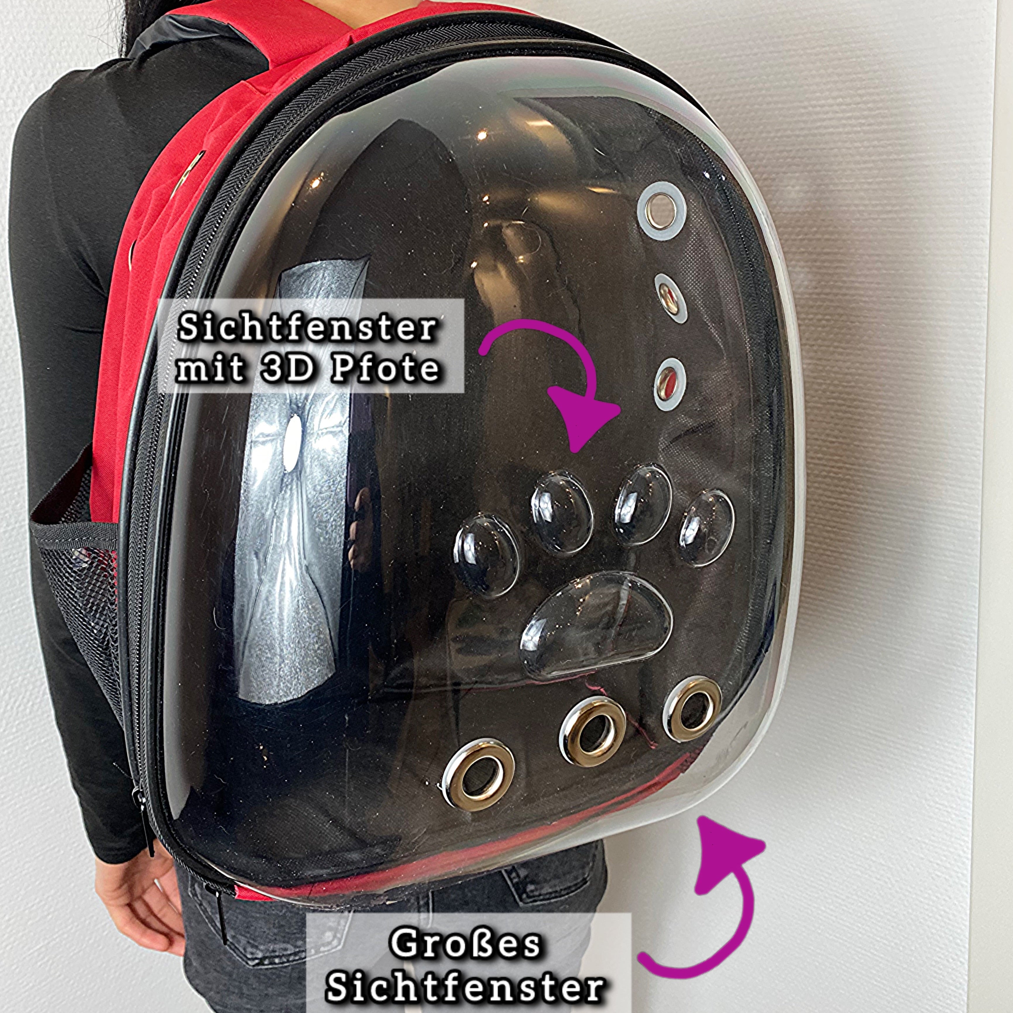 Astronauten-Rucksack für Katzen (Rot)