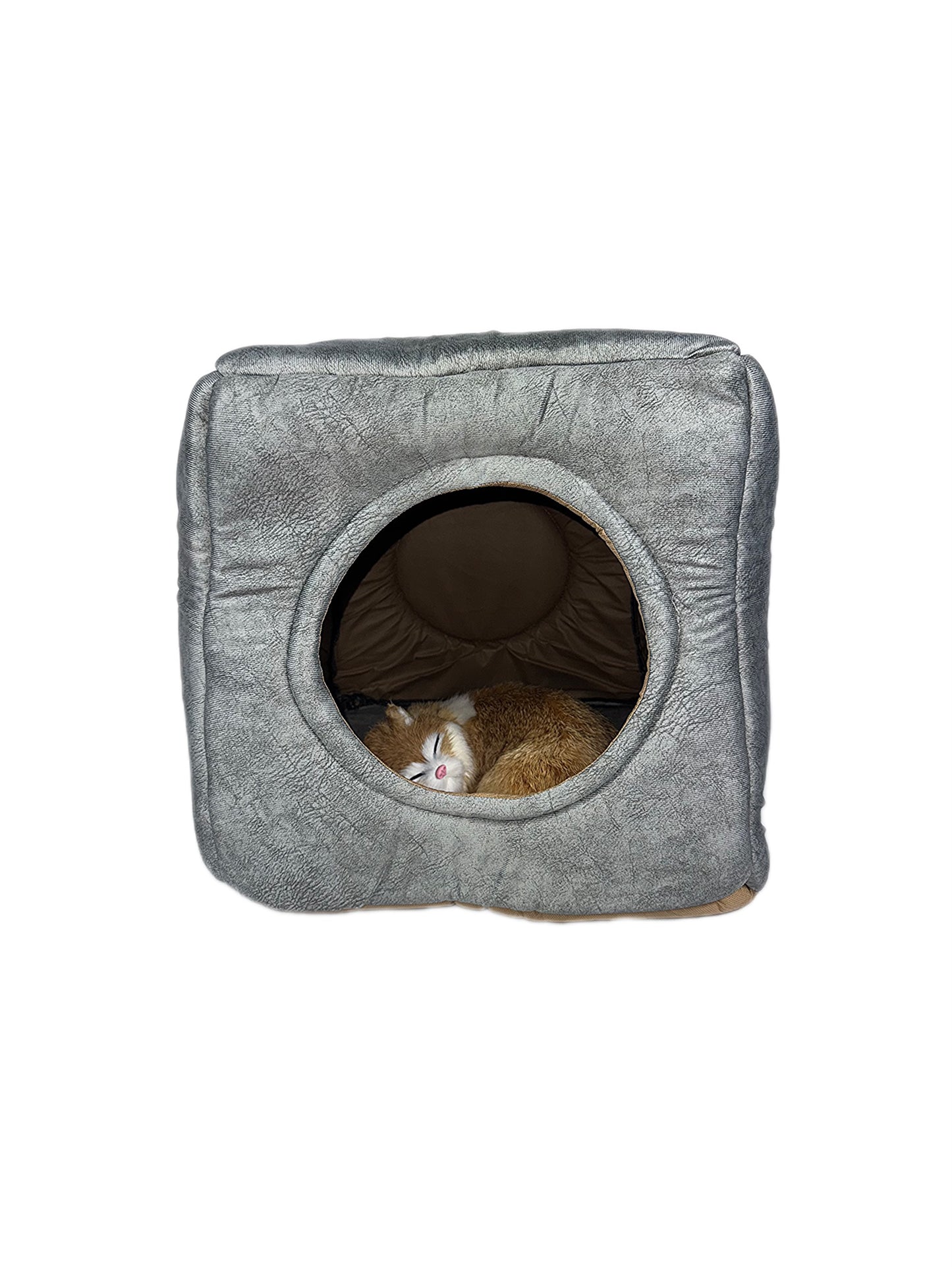 Katzenhöhle als Bett & Sessel in Grau
