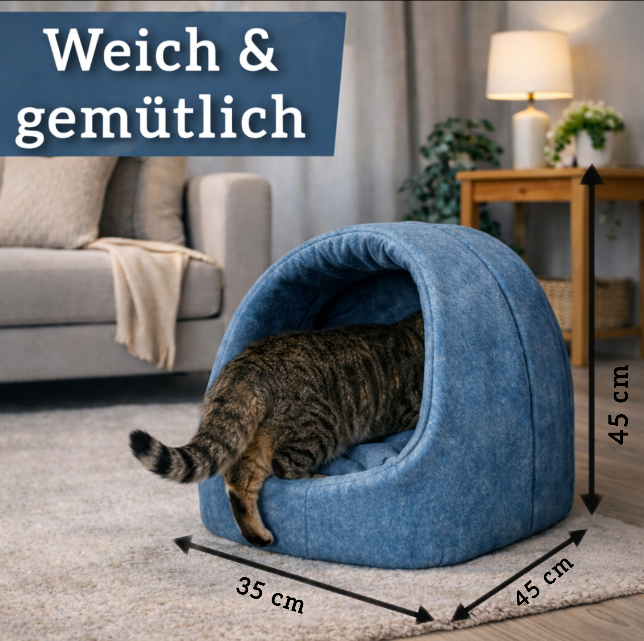 Kuschelhöhle für Katzen (Blau)