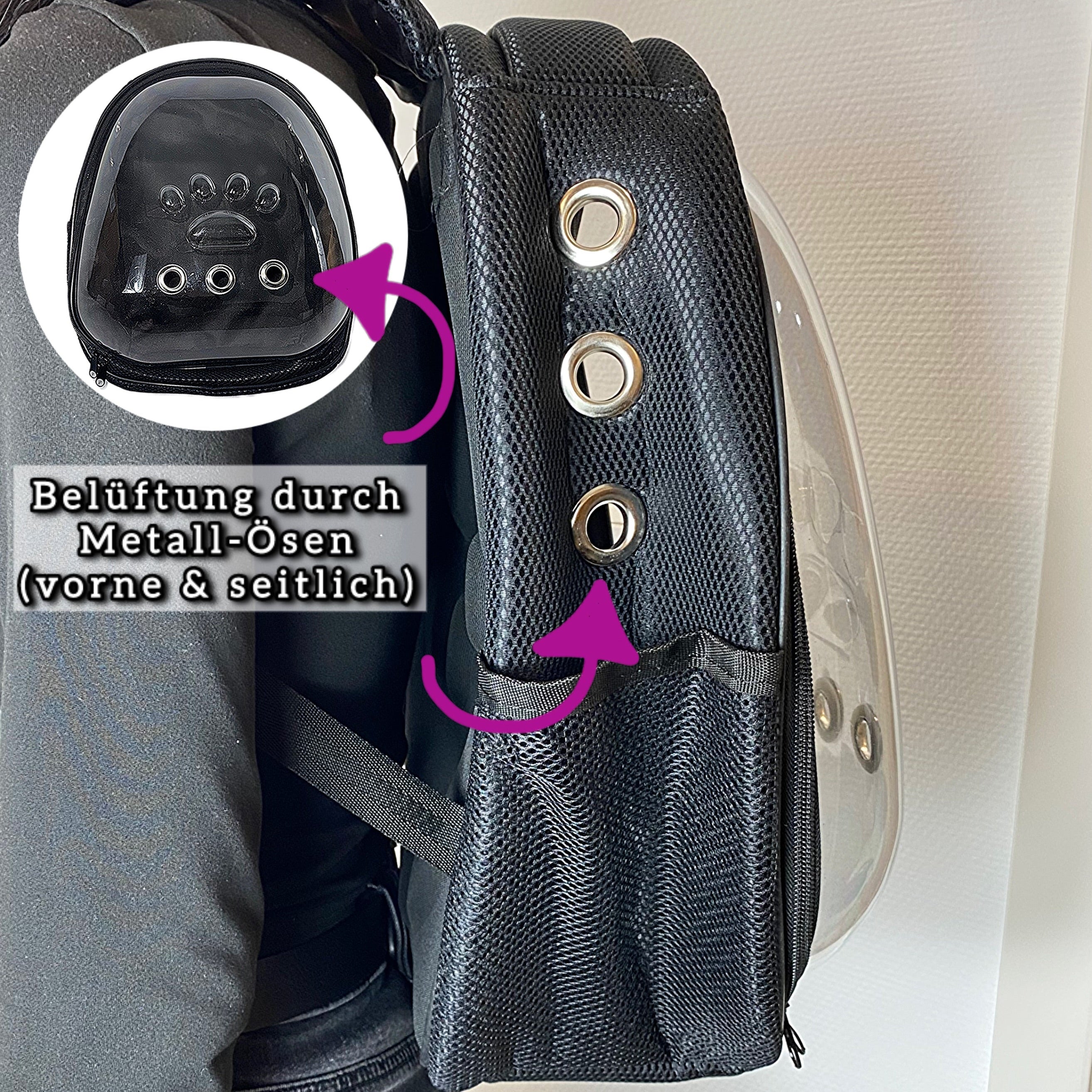 Astronauten-Rucksack für Katzen (Schwarz)