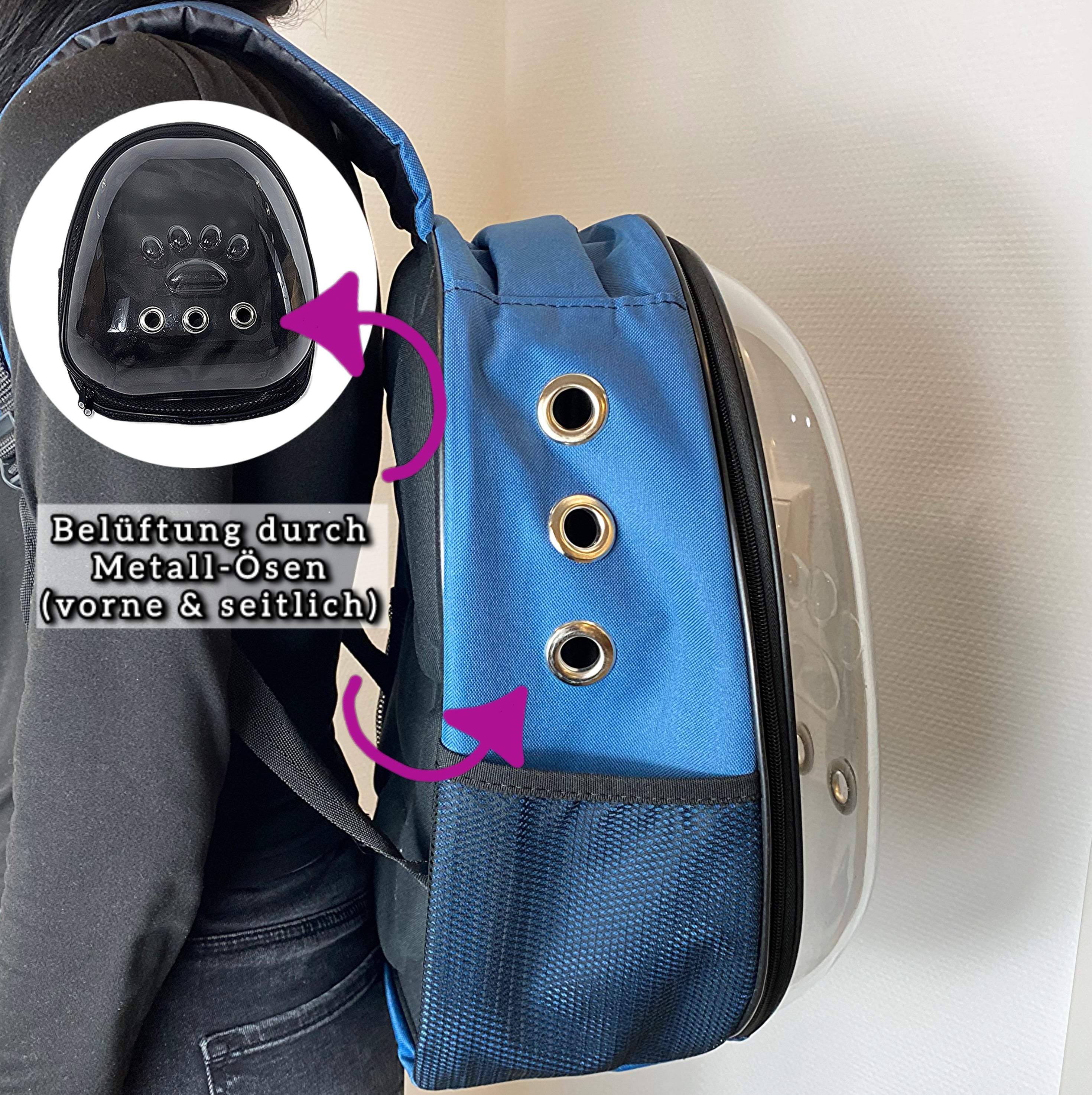 Astronauten-Rucksack für Katzen (Blau)