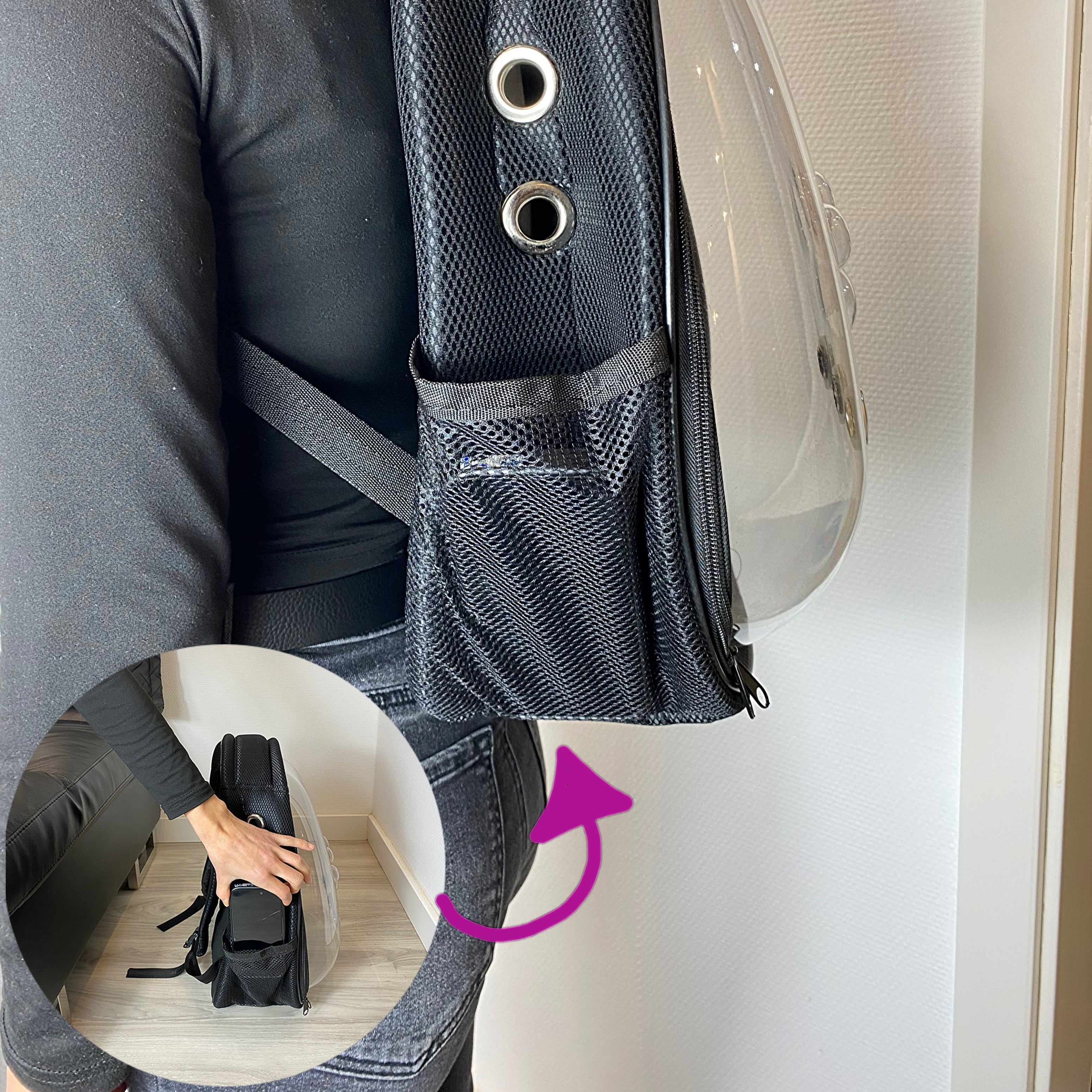 Astronauten-Rucksack für Katzen (Schwarz)