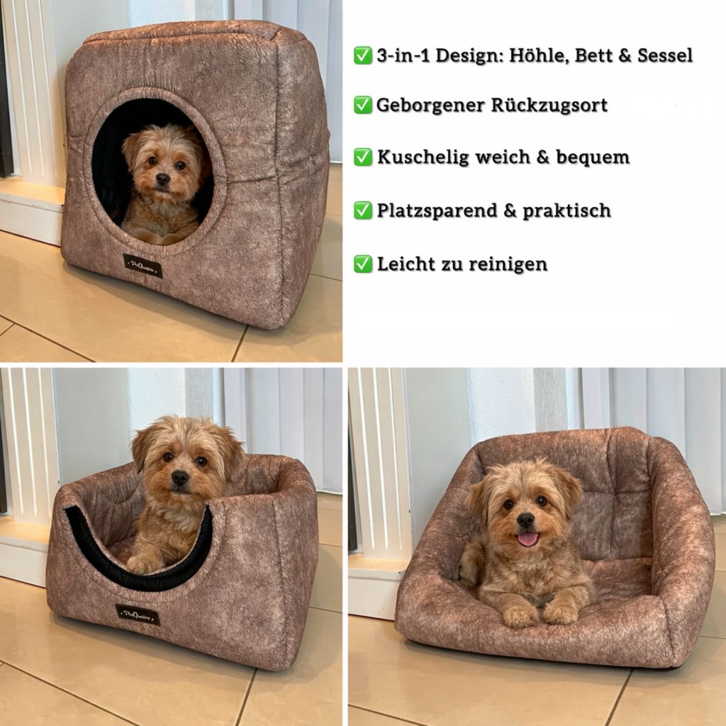 3-in-1 Hundehöhle als Bett & Sessel 🐶