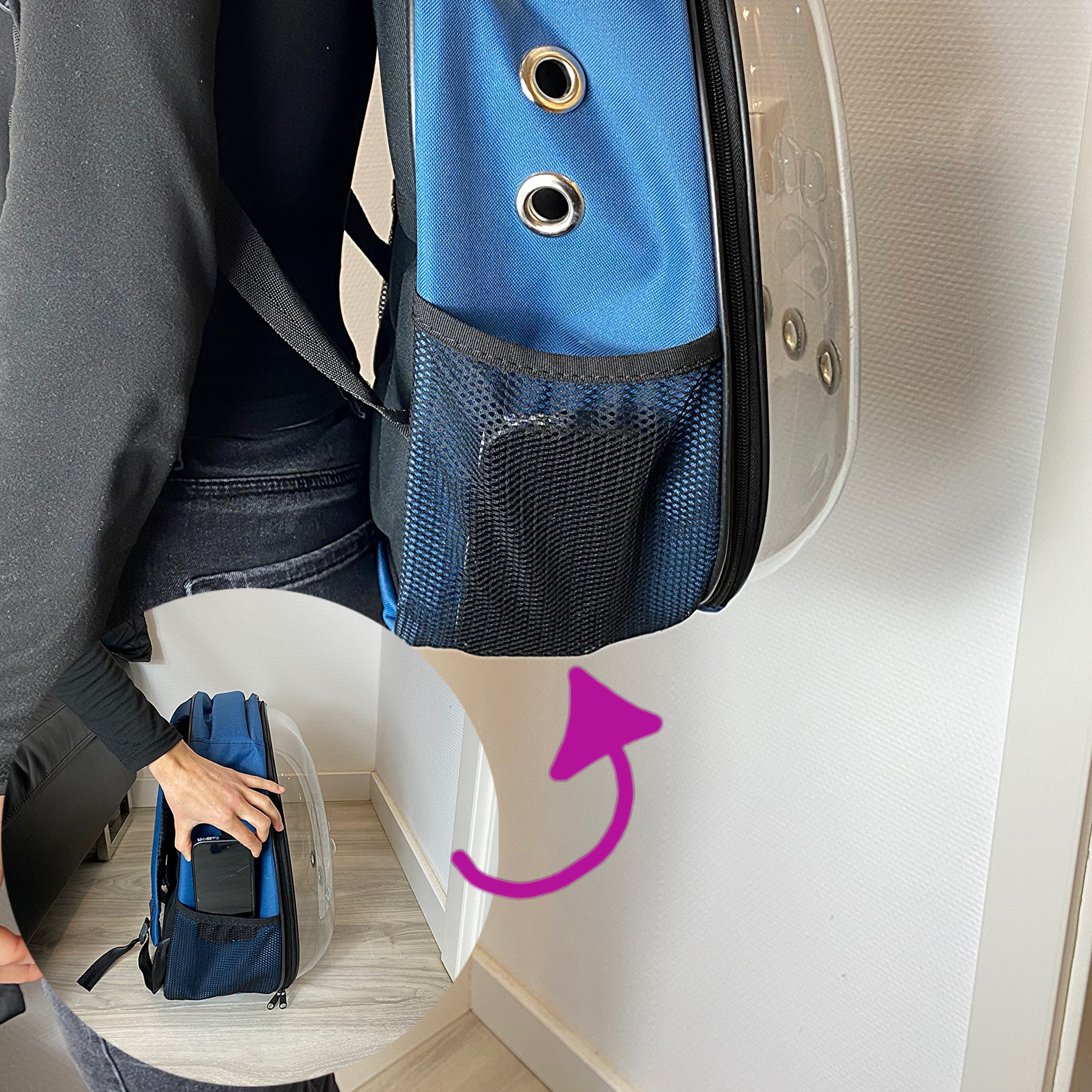 Astronauten-Rucksack für Katzen (Blau)