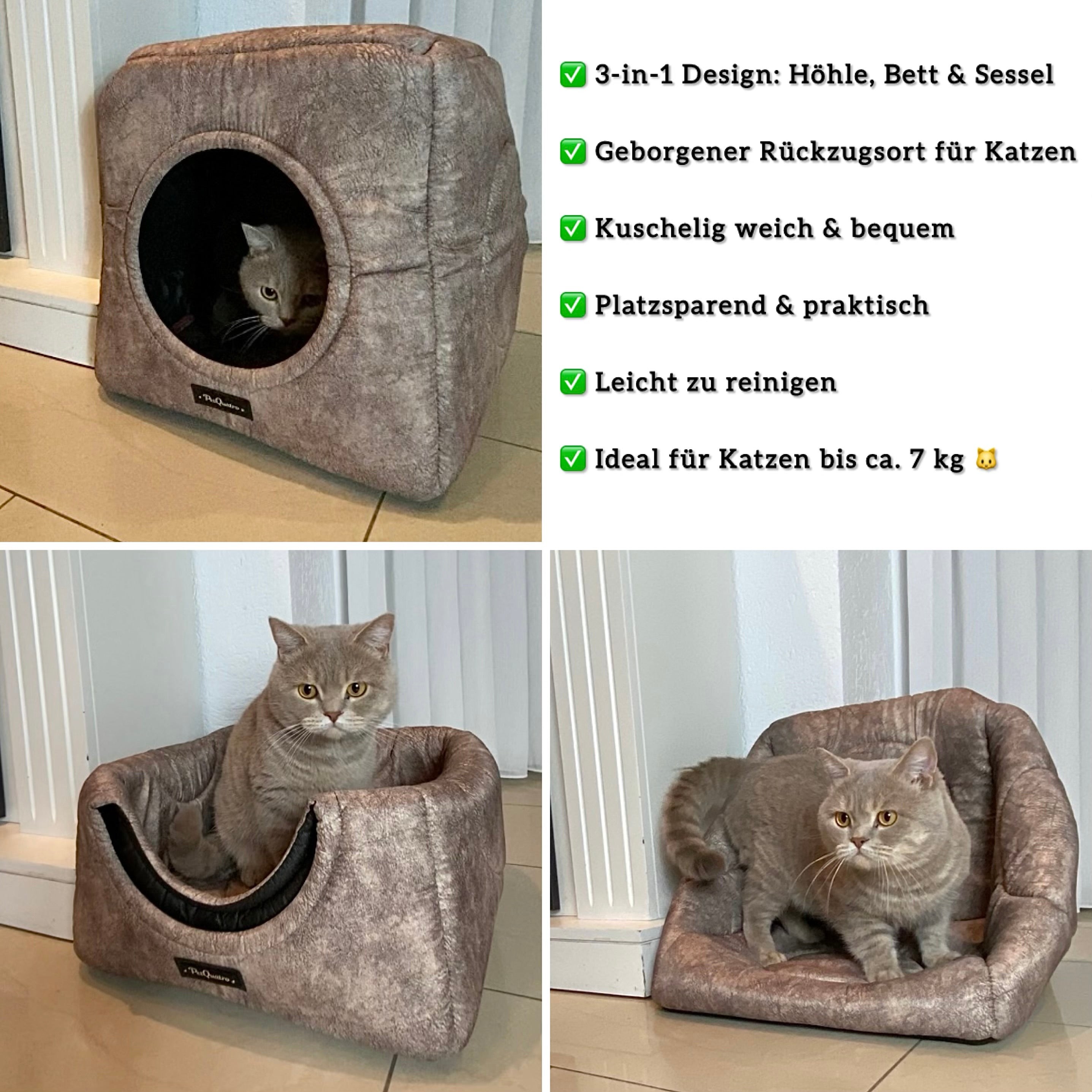 3-in-1 Katzenhöhle als Bett & Sessel 😺