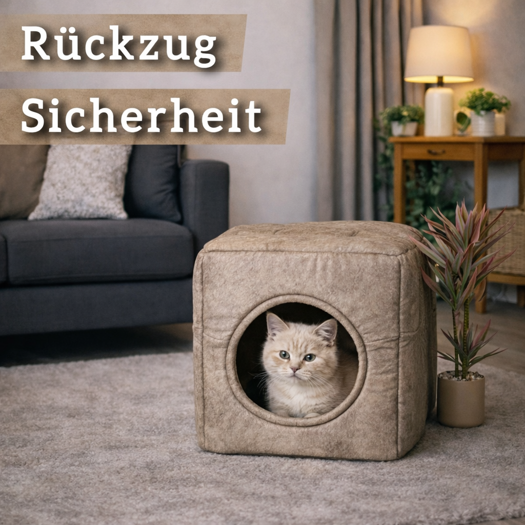 Die 3-in-1 Katzenhöhle, die Katzen lieben - zu jeder Jahreszeit. (Beige)