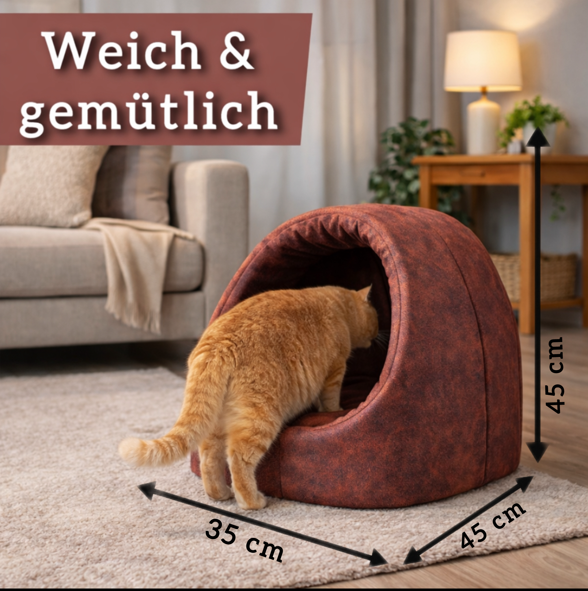 Kuschelhöhle für Katzen (Rot)