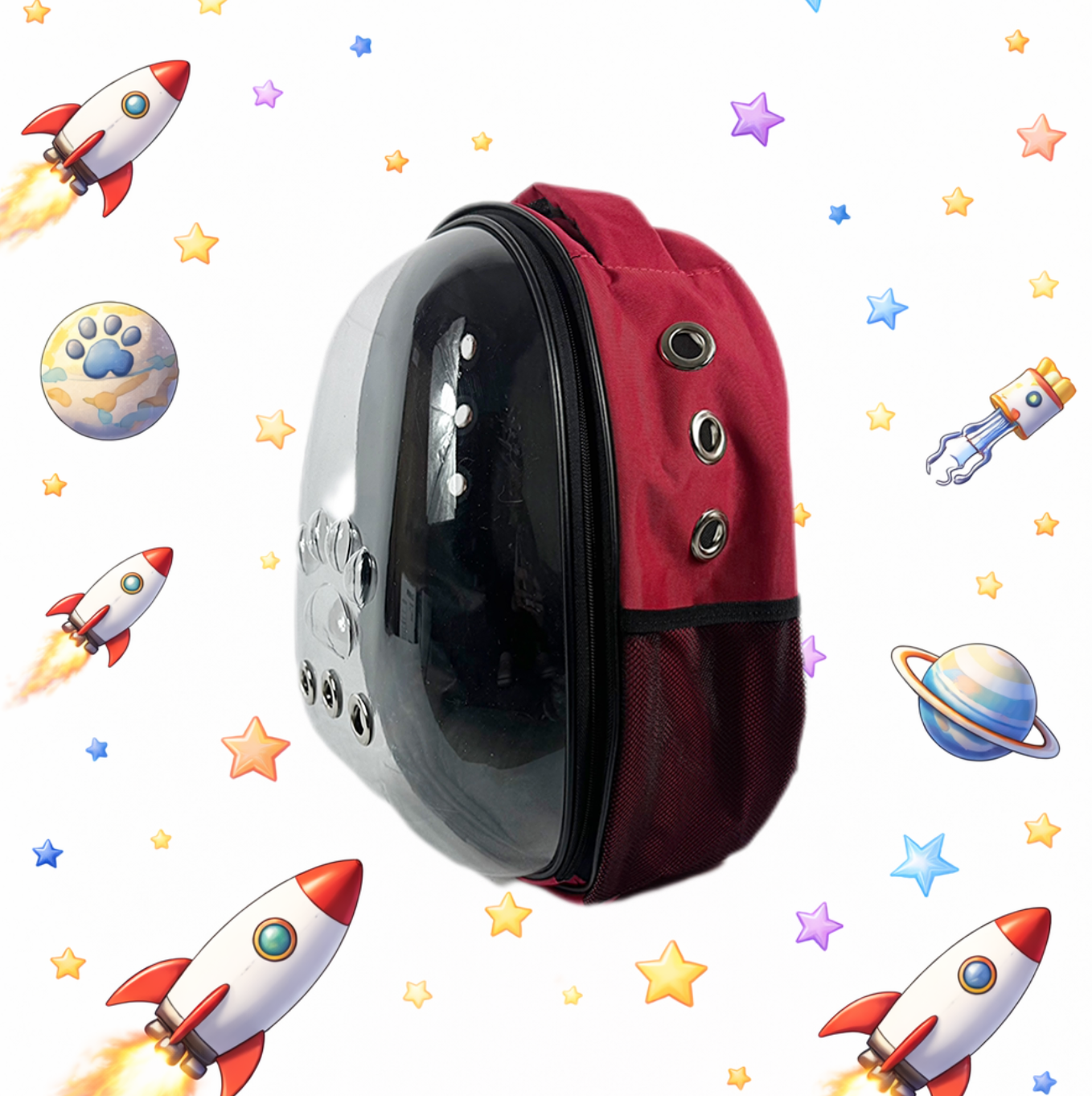 Astronauten-Rucksack für Katzen (Rot)