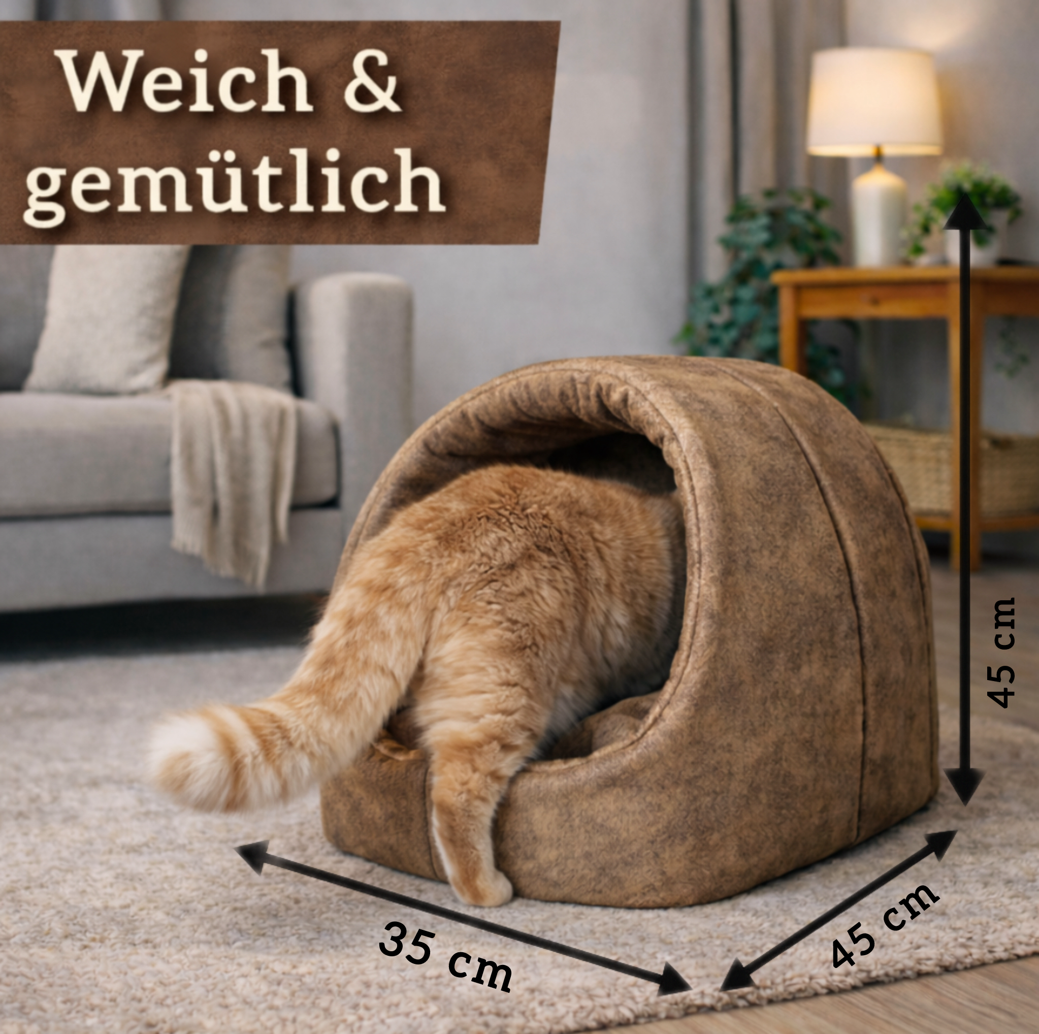 Kuschelhöhle für Katzen (Braun)