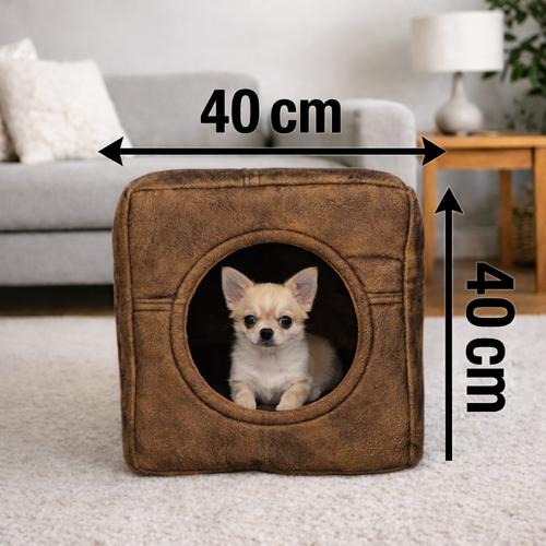 3-in-1 Hundehöhle als Bett & Sessel (Braun)